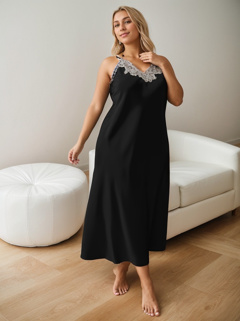 PLUS SIZE Silk Nightgown for Women Plus Size Slip Nightdress Loose Pajama